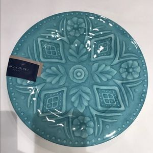 🔥Sale🔥Tahari Teal Blue Melamine Plate Set 4 NWT